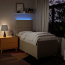 kontinentalseng med madras 90x200 cm stof cremefarvet
