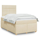 kontinentalseng med madras 120x190 cm stof cremefarvet