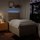kontinentalseng med madras 120x190 cm stof cremefarvet