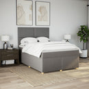 kontinentalseng med madras 140x190 cm stof gråbrun