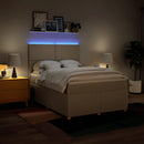 kontinentalseng med madras 140x190 cm stof cremefarvet