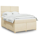 kontinentalseng med madras 140x190 cm stof cremefarvet