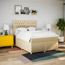 kontinentalseng med madras 160x200 cm stof cremefarvet