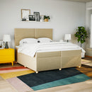 kontinentalseng med madras 200x200 cm stof cremefarvet