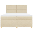 kontinentalseng med madras 200x200 cm stof cremefarvet