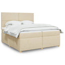 kontinentalseng med madras 200x200 cm stof cremefarvet