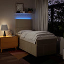 kontinentalseng med madras 90x190 cm stof cremefarvet