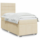 kontinentalseng med madras 90x190 cm stof cremefarvet