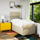 kontinentalseng med madras 90x190 cm stof cremefarvet