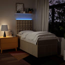 kontinentalseng med madras 90x190 cm stof cremefarvet