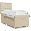 kontinentalseng med madras 90x190 cm stof cremefarvet