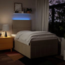 kontinentalseng med madras 120x200 cm stof cremefarvet