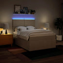 kontinentalseng med madras 140x190 cm stof cremefarvet