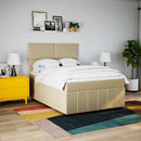 kontinentalseng med madras 140x190 cm stof cremefarvet
