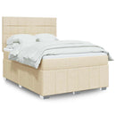 kontinentalseng med madras 140x190 cm stof cremefarvet