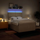 kontinentalseng med madras 140x200 cm stof cremefarvet