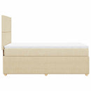 kontinentalseng med madras 90x200 cm stof cremefarvet