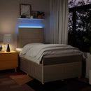 kontinentalseng med madras 120x190 cm stof cremefarvet