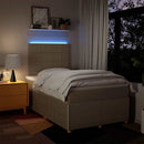 kontinentalseng med madras 120x190 cm stof cremefarvet