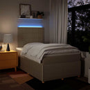 kontinentalseng med madras 120x200 cm stof cremefarvet