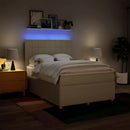 kontinentalseng med madras 140x190 cm stof cremefarvet