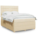 kontinentalseng med madras 140x190 cm stof cremefarvet