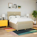 kontinentalseng med madras 140x190 cm stof cremefarvet