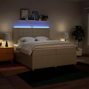 kontinentalseng med madras 200x200 cm stof cremefarvet