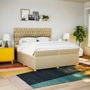 kontinentalseng med madras 200x200 cm stof cremefarvet