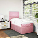kontinentalseng med madras 90x190 cm fløjl pink