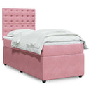 kontinentalseng med madras 90x190 cm fløjl pink