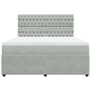 kontinentalseng med madras 180x200 cm fløjl lysegrå