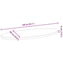 bordplade 140x60x4 cm massivt egetræ oval