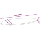 bordplade 100x50x2 cm massivt egetræ oval lysebrun