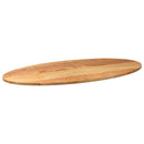 bordplade 120x60x2 cm massivt egetræ oval lysebrun