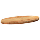 bordplade 80x40x4 cm massivt egetræ oval lysebrun
