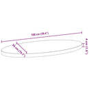 bordplade 100x50x4 cm massivt egetræ oval mørkebrun