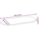 bordplade 100x50x2 cm massivt egetræ oval