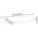 bordplade 120x60x4 cm massivt egetræ oval