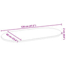 bordplade 120x60x2 cm massivt egetræ oval mørkebrun