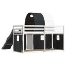 køjeseng med rutsjebane og forhæng 90x190 cm hvid og sort