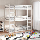 tredobbelt køjeseng 90x200 cm massivt fyrretræ hvid