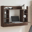 væghængt skrivebord 105x48x75 cm konstrueret træ brun egetræ