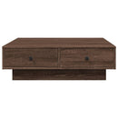 sofabord 90x90x28 cm konstrueret træ brun egetræsfarve