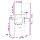makeupbord med spejl 80x41x144,5 cm hvid