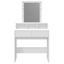 makeupbord med LED-lys 80x41x144,5 cm hvid