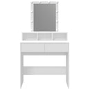 makeupbord med LED-lys 80x41x144,5 cm hvid