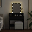 makeupbord med LED-lys 80x41x144,5 cm sort