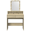 makeupbord med LED-lys 80x41x144,5 cm brun sonoma-eg