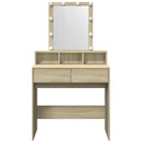 makeupbord med LED-lys 80x41x144,5 cm brun sonoma-eg